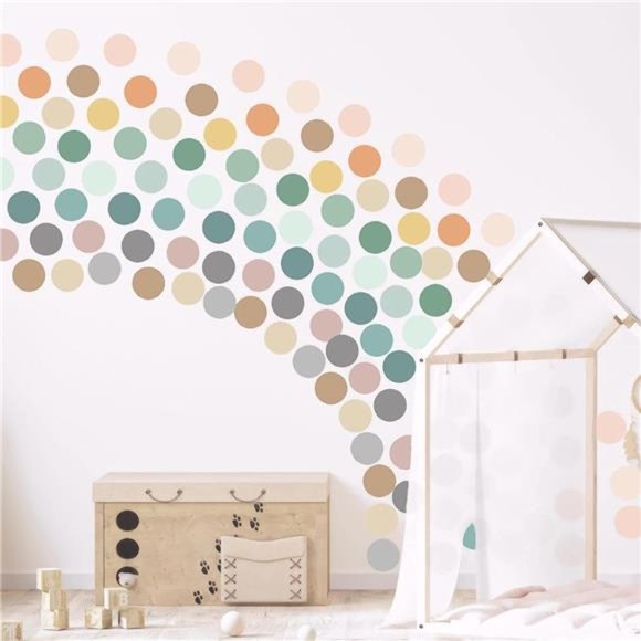 2-inch Polka Dot Wall Decals For Girl Bedroom150 Boho Rainbow Wall Decal Sticker - Picture 5 of 7